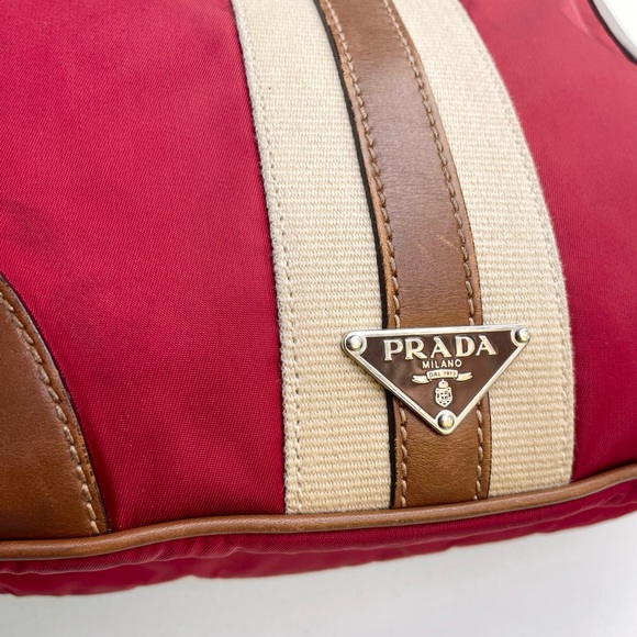 PRADA Tessuto re-edition 2005 nylon leather striped bag hobo purse - Picture 4 of 15